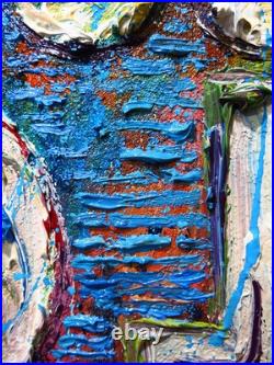 MODERN? ORIGINAL OIL? PAINTING VINTAGE OUTSIDER MODERN? ART URBAN GRAfFITI UNIQUE? A