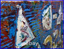 MODERN? ORIGINAL OIL? PAINTING VINTAGE OUTSIDER MODERN? ART URBAN GRAfFITI UNIQUE? A