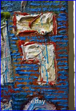 MODERN? ORIGINAL OIL? PAINTING VINTAGE OUTSIDER MODERN? ART URBAN GRAfFITI UNIQUE? A