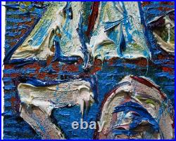 MODERN? ORIGINAL OIL? PAINTING VINTAGE OUTSIDER MODERN? ART URBAN GRAfFITI UNIQUE? A