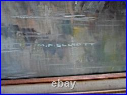 M. P. Elliot Original Vintage Bald Eagle Oil Panting On Stretched Canvas 20x24