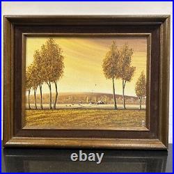 Ma Eno Signed Original Amer. Folk Art Painting Oil on Canvas Rural Scene 1981