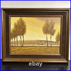 Ma Eno Signed Original Amer. Folk Art Painting Oil on Canvas Rural Scene 1981