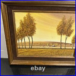 Ma Eno Signed Original Amer. Folk Art Painting Oil on Canvas Rural Scene 1981