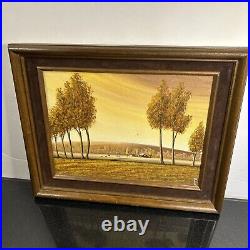 Ma Eno Signed Original Amer. Folk Art Painting Oil on Canvas Rural Scene 1981