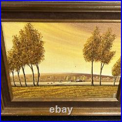 Ma Eno Signed Original Amer. Folk Art Painting Oil on Canvas Rural Scene 1981