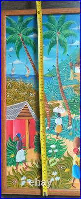 Macenat Michelet Original Oil Canvas Painting Hatian Folk Art 24.5x16.5 (23x15)