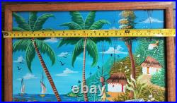 Macenat Michelet Original Oil Canvas Painting Hatian Folk Art 24.5x16.5 (23x15)
