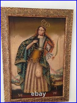 Madonna- Peruvian Folk Art Painting from the Cusco School, Professionally Framed