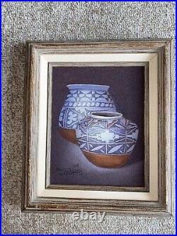 Mario Jung Painting sand painting Mexican pottery, MARIO JUNG, MEXICO, ART, RARE