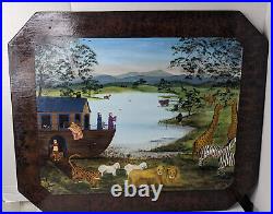 Mary Ann Vessey Original Oil Painting On Board Noah's Ark Naive Folk Art