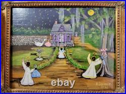 Mary Barwick Primitive Painting Alabama Angels Stork Baby Delivery Folk Art