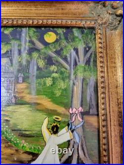 Mary Barwick Primitive Painting Alabama Angels Stork Baby Delivery Folk Art