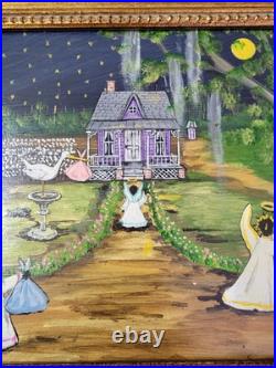 Mary Barwick Primitive Painting Alabama Angels Stork Baby Delivery Folk Art