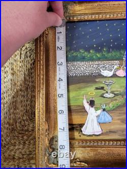 Mary Barwick Primitive Painting Alabama Angels Stork Baby Delivery Folk Art