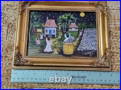 Mary Barwick Primitive Painting Picking Cotton Rocking Baby Alabama Folk Art
