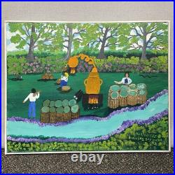 Mary Greene Original Folk Art Painting Running Joy Water Moonshine Southern