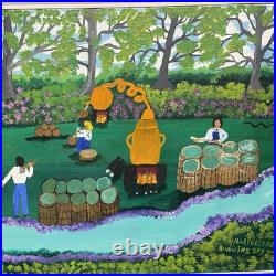 Mary Greene Original Folk Art Painting Running Joy Water Moonshine Southern
