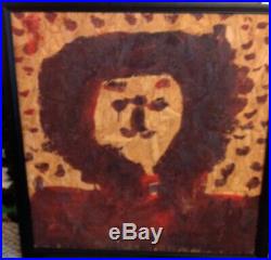 Mary T Smith Folk Art Painting Outsider Portrait Brown Face