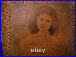 Matching Pair 1800's Folk Art Primitive Portraits Boy And Girl Oil Paintings