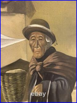 Mesmerizing Mid Century Oil-Peruvian Woman in Andean Attire- Signed by Artist