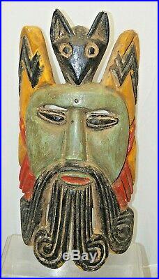 Mexican 1937 Wood Carved Painted Folk Art Festival Tribal Mask Tourist Piece