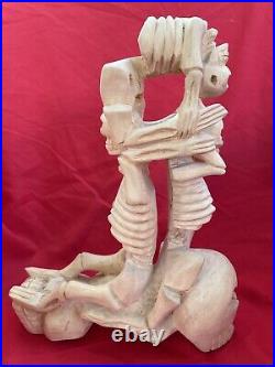 Mexican Folk Art Contortionist Skeletons Oaxacan Florentino Fuentes Wood Carving