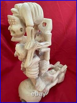 Mexican Folk Art Contortionist Skeletons Oaxacan Florentino Fuentes Wood Carving