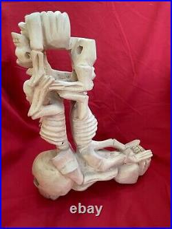 Mexican Folk Art Contortionist Skeletons Oaxacan Florentino Fuentes Wood Carving