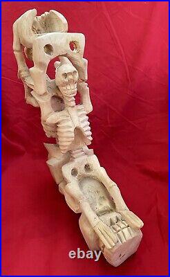 Mexican Folk Art Contortionist Skeletons Oaxacan Florentino Fuentes Wood Carving