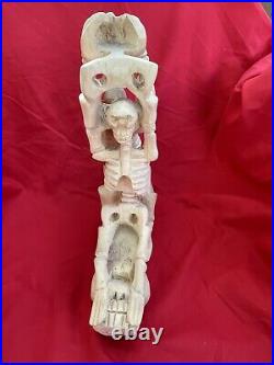 Mexican Folk Art Contortionist Skeletons Oaxacan Florentino Fuentes Wood Carving