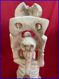 Mexican Folk Art Contortionist Skeletons Oaxacan Florentino Fuentes Wood Carving