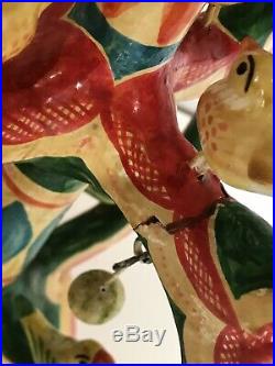 Mexican Folk Art Small Tree of Life Candle Holder Hand-Painted Birds & Flowers