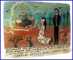 Mexican Folk Art Valez Hand Painted Tin Metal Retablo Santo Saint St Francis 12