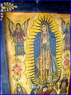 Mexican Retablo Our Lady of Gaudalupe Spiritual Folk Art Painting Javier Ramos