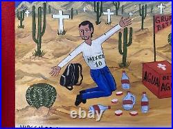 Mexico Folk Art Luis Vilchis Illegal Alien Finds Water In Desert Ex Voto Retablo