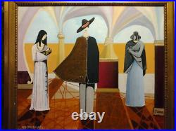 Michael N Oxenham Original Folk Art Mexican Women Fashion Portrait Oil Painting
