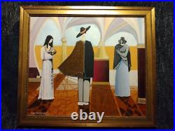 Michael N Oxenham Original Folk Art Mexican Women Fashion Portrait Oil Painting