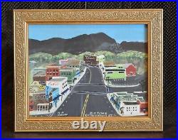 Mick Moreno Folk Art Painting Old Town Cottonwood Jerome AZ Cityscape Framed Mick Moreno Folk Art Painting Old Town Cottonwood Jerome AZ Cityscape Framed