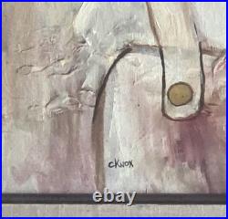 Mid Century Acrylic Painting Sharecropper by Charles Knox Outsider Folk Art