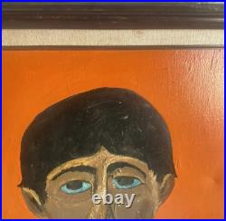 Mid Century Acrylic Painting Sharecropper by Charles Knox Outsider Folk Art