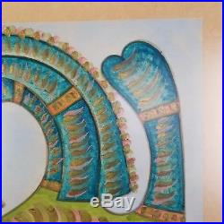 Mid Century Horse Painting Jose Maria De Servin Mexican Folk Art Turquoise Vtg