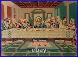 Mills Last Supper Original Folk Art Painting Signed Dated 1939 Depression Era
