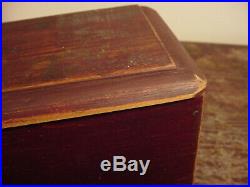 Miniature Blanket Chest or Document Box in Old Red Paint Nice Size Folk Art