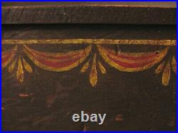 Miniature Paint Decorated Blanket Chest, Trinket Box or Document Box Folk Art