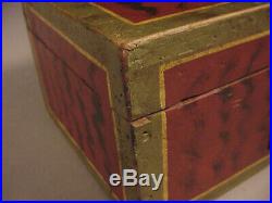 Miniature Paint Decorated Trinket Box or Document Box Circa 1830 Folk Art