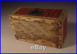 Miniature Paint Decorated Trinket Box or Document Box Circa 1830 Folk Art