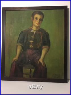 Miriam Frasch Folk Art Oil Painting Listed Ohio Folk Artist
