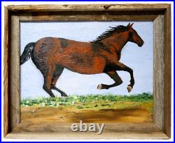 Mississippi Folk Art Running Horse Original Oil Painting by Artist Ann Kukor
