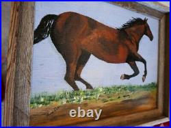 Mississippi Folk Art Running Horse Original Oil Painting by Artist Ann Kukor